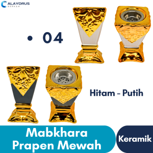 Mabkhara Mabkharah Prapen Tempat Wadah Bakar Bukhur Buhur Dupa Arab Mewah Keramik Emas Aesthetic