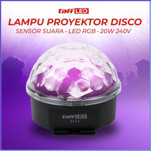 PENGIRIMAN CEPAT TaffLED Lampu Proyektor Disco Sensor Suara LED RGB 20W 240V AC20 / lampu disko kelap kelip panggung untuk sound system full warna dj sensor suara disco putar ikut musik / lampu laser panggung bergerak sensor suara rgb