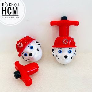 [CÓ ĐÈN NHẠC] Đồ chơi trẻ em cù banh quay cót xoay Chó cứu thương sáng đèn dành cho bé thích con quay nhấn cót kéo cót