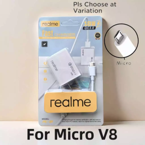 Realme Power Rush 18W Fast Charger – 6A Adapter with Micro USB & Type-C Cable