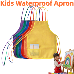Childrens Apron Kids Waterproof Art Apron with Pockets Painting Smock for DIY Crafts Lightweight Comfortable Colorful Pattern for School Art ClassNon-Woven Fabric Painting Apron