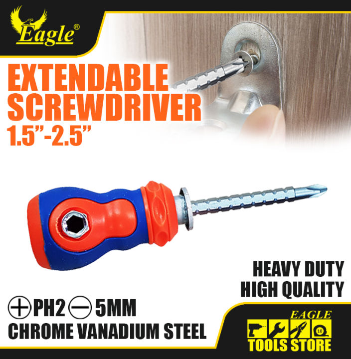Extendable Screwdriver 1.52.5inch Dual with side slot force grip CRV