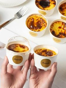 Quivlox Cake Paper Cup Disposable With Lid Ice Cream Bowl Dessert Baking Packaging Box Mangkuk Kertas