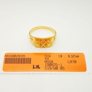 Cincin Lelaki Segi Empat Pelbagai (4.50g↓) Saiz 19 Emas 916 Yon Hing