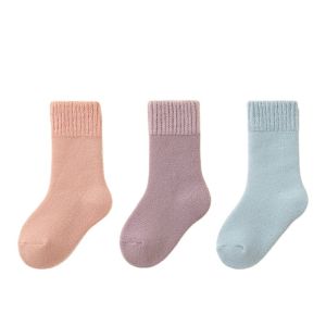 DISSENSION COLLOQUY59UY5 3 pairs Childrens Wool Socks Plush Warm Super Thicker Anklets Socks Solid Color Thermal Terry Socks for Toddlers