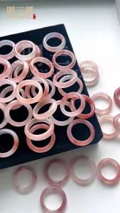 Natural golden silk jade ring with peach blossom design new Chinese style versatile pink color Tianshan green and snow green light luxury ring for girls
