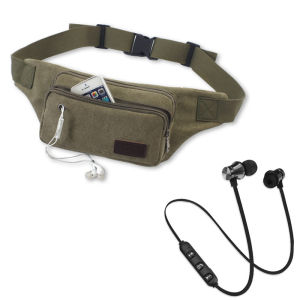 （ฟรีชุดหูฟังบลูทูธ XT11）กระเป๋าคาดเอว ผ้าแคนวาส สปอร์ต คล่องตัว กระเป๋าสะพายกระเป๋าผู้ชาย กระเป๋าแฟชั่น