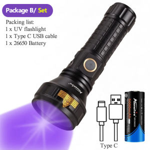 Alonefire H44UV 20W 365nm Led Ultraviolet Blacklight Flashlight USB Charging Money Ore Pet Stains Invisible ink Marker Detection Light