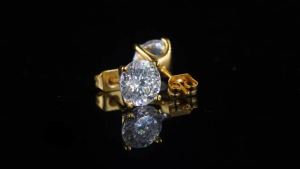 Good productMoissanite Earrings - 0.3-1.5CT Round Cut Flat Back Studs Hypoallergenic 925 Sterling Silver Earrings 18K Gold Plated Gift for Women Men