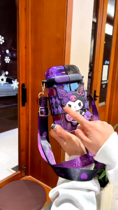 Sanrio Kuromi Water Cup Large Capacity Leak-proof Drinking Bottle Straw Cup Double Drinking Water Bottle