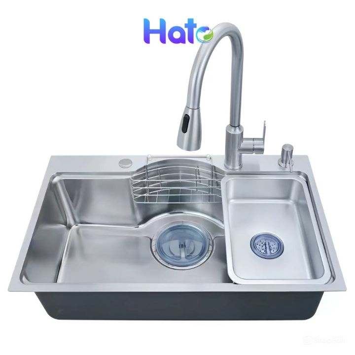 Chậu Rửa Bát 1 Hố HATO Inox SUS304 , Bồn Rửa Chén 1 Ngăn Lớn Bán Nguyệt ...