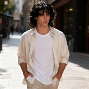 Cross-border e-commerce European and American wigs Mens chemical fiber curls Full head cover Rock wind wool curls Hair cover wigs