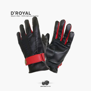 WJ Leather - Sarung Tangan Motor Kulit DRoyal Black x Red