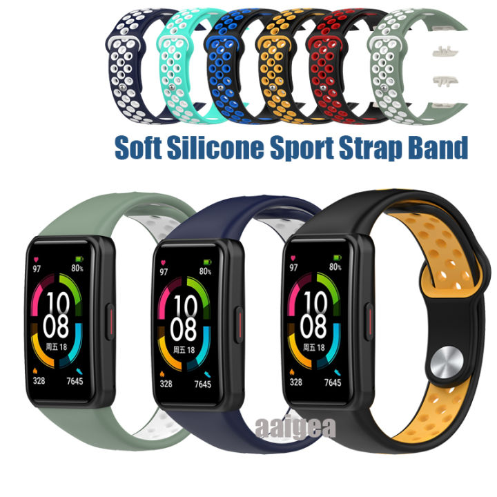 สายซิลิโคนนิ่มสปอร์ตสำหรับ Huawei Band 6 Pro/honor Band 6 | Lazada.co.th
