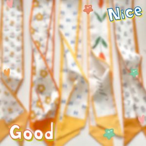 Yellow tulips silk scarf for women twilly scarf for bags handle headband for women hair accessories for women SJ0950