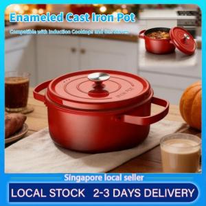 Universal Enamel Cast Iron Soup Pot Multifunctional Stew Vessel Seafood Casserole Pitcher for Induction Cooker Household Use