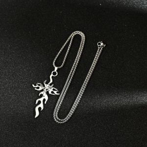 1PC 60cm Hip Hop Cross Pendant Titanium Steel Necklace Trendy Mens Jewelry Stainless Chain