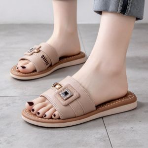 Womens Fashionable Korean Style Sandals Non-slip Waterproof Comfortable Slip-on Slippers for Home & Outdoor Wear