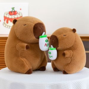MMLUCK Drink Capybara Plush Doll Apron Stuffed Capybara Plush Toy Sleeping Mate Toy Soft Capybara Fluffty Doll Home Decor