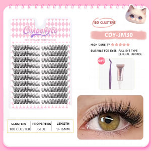 【Gift-glue tweezer】CHADONYEO eyelash extensions Set with glue and tweezers 10 Rows DIY False eyelash