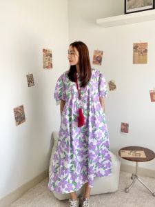 CHAWY 💗 Buble flora dress C1083 เดรสยาวแขนตุ๊กตา เดรสยาวแขนตุ๊กตาลายดอก