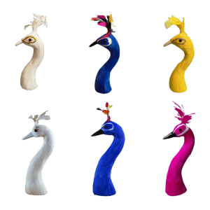 Realistic Feathered Peacocks Statue Ornament Peacocks Head Model for Home TV Cabinet Book Shelf Office Desk Decoration