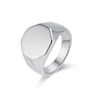 Geometric Six Sides Design Glossy Stainless Steel Mens Ring Jewelry.AutoMaxion