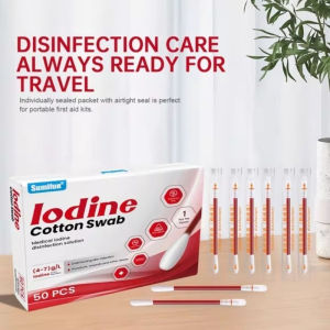 50/100PCS Disposable Medical Iodine Cotton Swab Outdoor Antibacterial Family Emergency Kit Disinfect