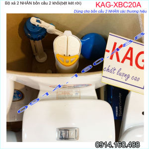 [HCM]Bộ xả bồn cầu 2 nút nhấn cho bồn 2 khối KAG-XBC20A nhựa 100% RUột thùng nước xi bệt két rời Nhấn êm xả nước sạch