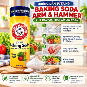 Bột Baking Soda Vệ Sinh Đồ Bếp | Arm & Hammer 340g Chai Nắp Rắc Dùng Rửa Rau Củ Quả Theo Hướng Dẫn