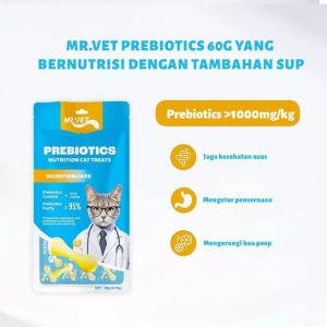 Mr. Vet - Camilan Kucing Mr.Vet 60g - Omega 3 Prebiotik dan Taurine Snack Kucing Mr Vet Creamy Snack Kucing 60 gram (4x15g)