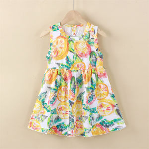 Korean Style Summer Dress For Kids 100% Cotton Poplin 1-5 Years Old Floral Printed Design Fashion Dress For Girls Gentle On Skin