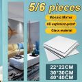 5Pcs/Set 12'' x 12'' HD Square Glass Mirror Full Length Wall Mirror Frameless Full Body Mirror Tiles Adhesive Mirror Adhesive Mirror Wall for Bedroom Living Room Bathroom Door. 