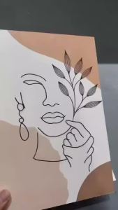 Lukisan Dinding Minimalis: Perpaduan Wajah Artistik & Motif Daun Alami untuk Ruang Tamu Modern MURAL