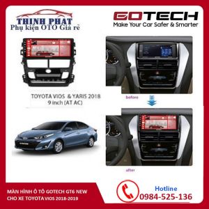 Màn hình DVD cho xe TOYOTA Vios 2018-2019.kèm màn hình android ô tô GT6 NEWmặt dưỡng jack zin theo xe.Màn hình ô tô 9 inch.xem phimnghe nhạcbản đồ. điều khiển vô lăng. phụ kiện cho xe ô tôtích hợp camera lùicamera hành trình cho ô tô