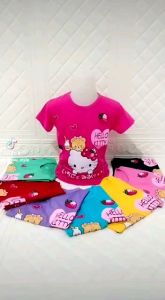KAOS ANAK PEREMPUAN HELLOKITTY LENGAN PENDEK USIA 1-12 TAHUN // BAJU ANAK CEWEK