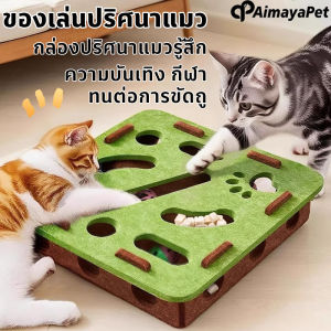 Aimayapet กล่องปริศนาแมวรู้สึก ของเล่นแมวแบบโต้ตอบ บรรเทาความเบื่อหน่าย ของเล่นออกกำลังกาย กับลูกบอล