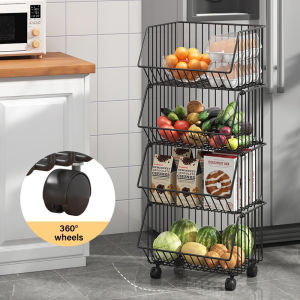 COD 3/4/5-Layer Bathroom Mobile Toy Storage Rack Kitchen Vegetable Sub Trolley Floor Fruit Living Room Household Floor Rack