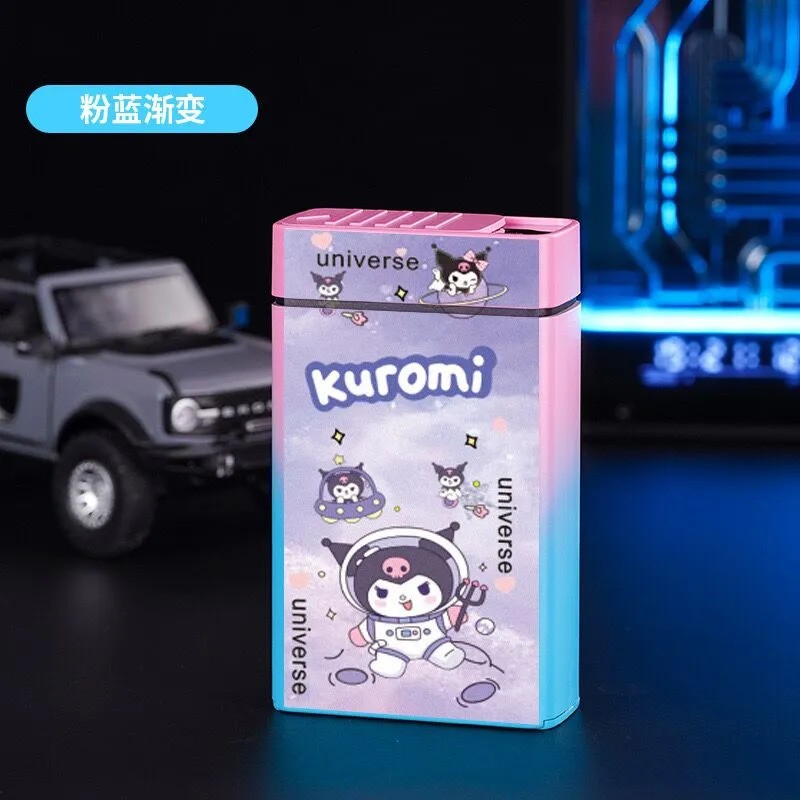 kuromi cigarette case 🇵🇭 24h Delivery] Dollyy 20pcs Big Capacity Cigarette Case Lighter Kuromi  Cartoon Magic Cigarette Case Gradient USB Rechargeable Gift Men Women  Windproof Pattern