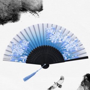 REGISTR DIY Craft Creation Performance Props Prop Folding Fan Chinese Style Party Supplies Silk Folding Fan Photo Prop Tool Home Decoration Handle Hand Fan