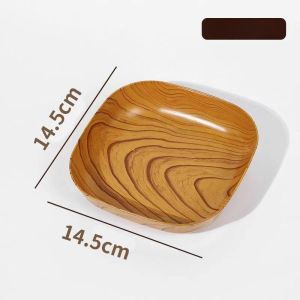 Plastic wooden design Kitchenware Square Plate Dessert Snack Tableware Kitchen bowl dish Dinnerware