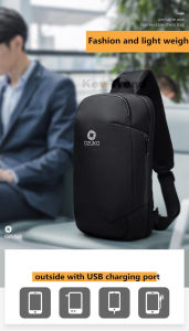 OZUKO Men Anti-theft Chest Bag Multi-function Travel Sling Shoulder Bag USB Bags Large beg sandang lelaki