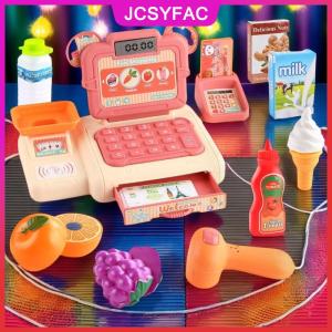 JCSYFAC 1 bộ mua sắm thu ngân đồ chơi vai trò chơi Kit cho trẻ em tiền mặt đăng ký Playset siêu thị thanh toán đồ chơi với âm thanh và ánh sáng