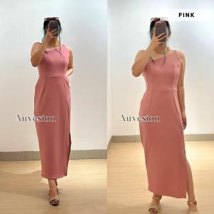 4978 Shana One Shoulder Slit Scuba Maxi Dress | Dress Wanita Natal Pesta
