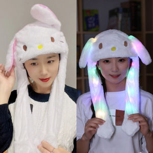 Kissdora Cute Rabbit Hat Moving Ears For Kids Gift Party Birthday Cosplay Lamp Cap Fashion Funny Up Down Ear Bunny Airbag Plush Toy