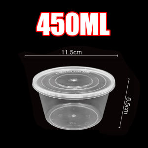 VK 50PCS TO 200PCS Microwavable Plastic Container Round Disposable Transparent Food Container Lunch Box 1000ml