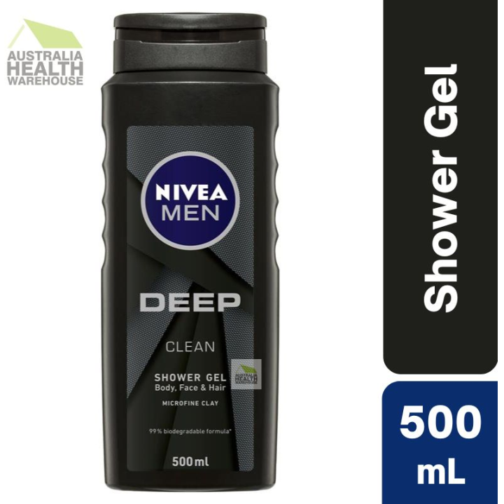 [Expiry February 2025] Nivea Men Deep Clean Shower Gel 500mL Lazada