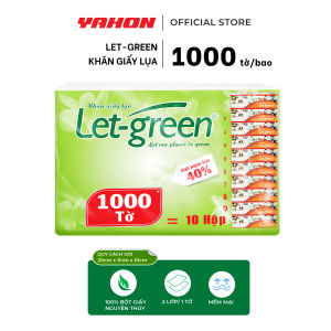 Combo 3 Bao Bổ Sung Khăn Giấy Lụa LET-GREEN 18*21cm  1000 Tờ/Bao | Bột Giấy Nguyên Thủy
