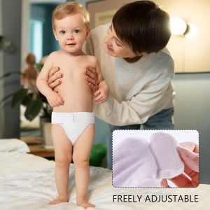 2 Pack Wearable Cotton Cloth Dipper Pants for Baby Girls and BoysAdjustable Cotton Diaper 13 Layers for Baby 0-12 Month