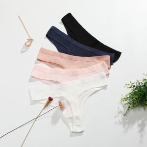 Lizida T-string Pure Cotton Breathable Mid Low Waist Solid Color Threaded Womens Panties